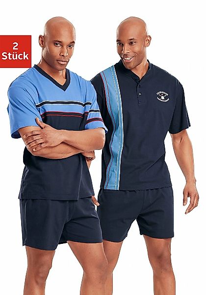 le jogger Pyjama, 4 Stk. kurzer Schlafanzug mit V-Auschnitt günstig online kaufen