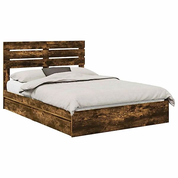 vidaXL Stauraumbett Räuchereiche 160 x 200 cm Holzwerkstoff 3411557 günstig online kaufen