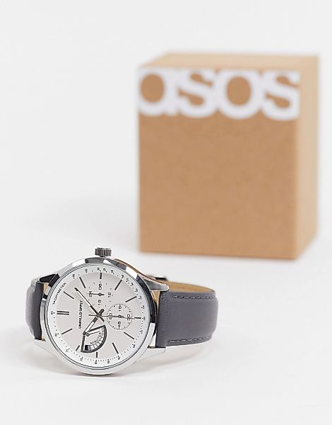 ASOS DESIGN – Klassische silberfarbene Armbanduhr mit Armband aus Kunstlede günstig online kaufen