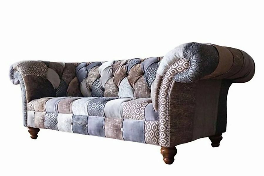 JVmoebel Sofa Bunter Dreisitzer Sofa Sitzpolster Chesterfield Stoff Couch M günstig online kaufen