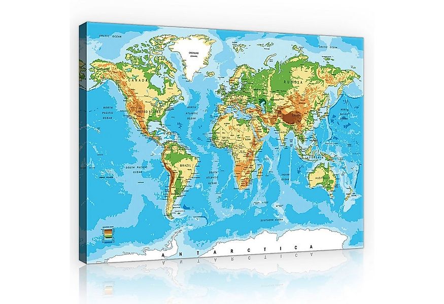 Wallarena Leinwandbild Weltkarte Kinderzimmer Kinder Wandbilder Wand Deko G günstig online kaufen