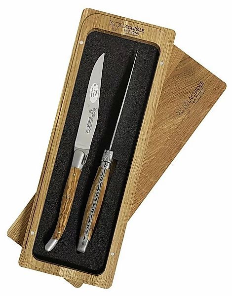 Laguiole en Aubrac Steakmesser Set 2-teilig Olivenholz (Olivier) 23 cm günstig online kaufen