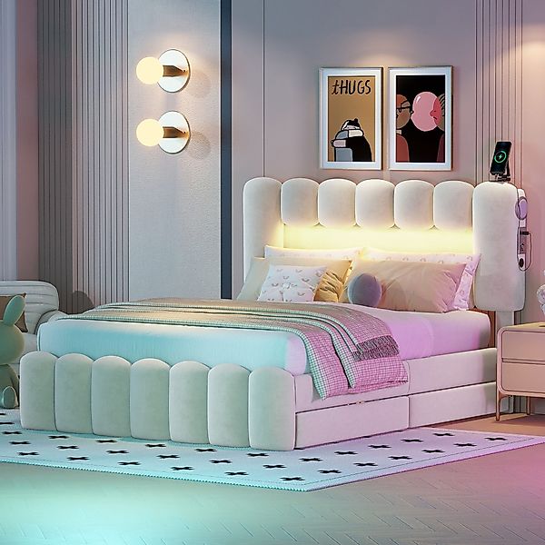 TavilaEcon Polsterbett Doppelbett Funktionsbett Stauraumbett mit günstig online kaufen