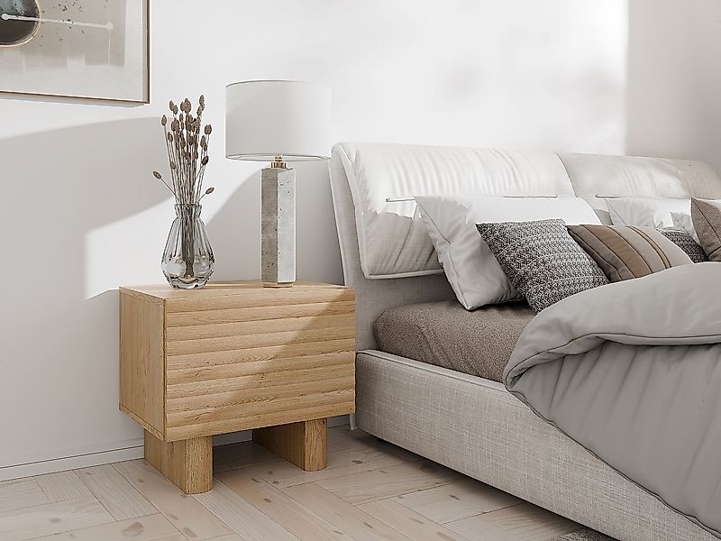 Nachttisch mit 1 Tür - MDF - Holzfarben - LUDIMA günstig online kaufen