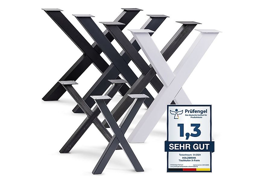 HOLZBRINK Tischbein Tischbeine Metall Rohstahl mit Klarlack X-form, Tischku günstig online kaufen