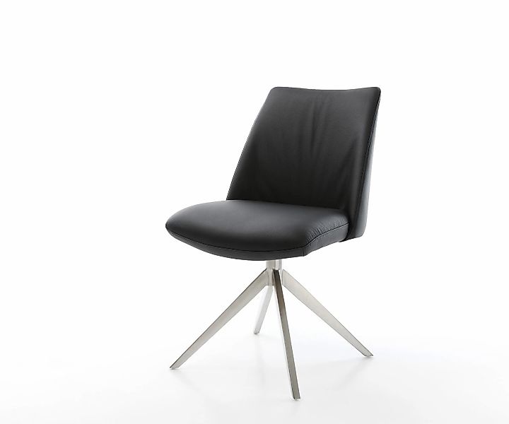 Drehstuhl Elso-Flex Echt-Leder Schwarz Kreuzgestell breit Edelstahl 360° dr günstig online kaufen