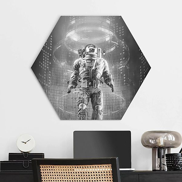 Hexagon-Alu-Dibond Bild Astronaut in Röhre günstig online kaufen