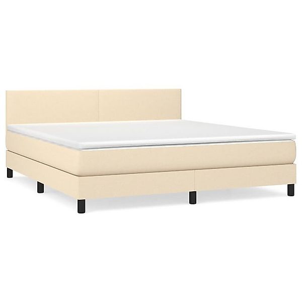 vidaXL Boxspringbett, Boxbett mit Matratze Creme 180x200 cm Stoff günstig online kaufen