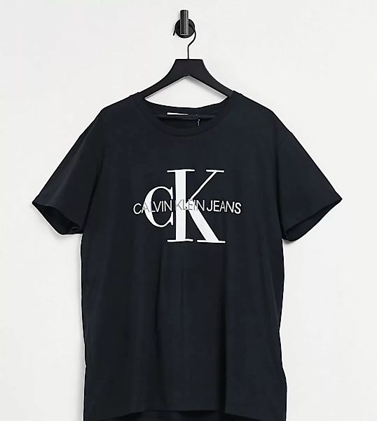 Calvin Klein Jeans – Big & Tall – Schmales T-Shirt mit Monogramm-Logo in Sc günstig online kaufen