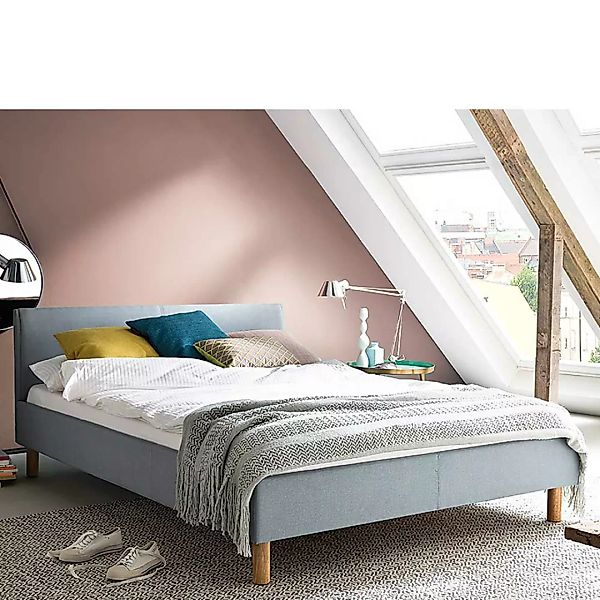 Einzelbett in Hellblau Webstoff modern günstig online kaufen