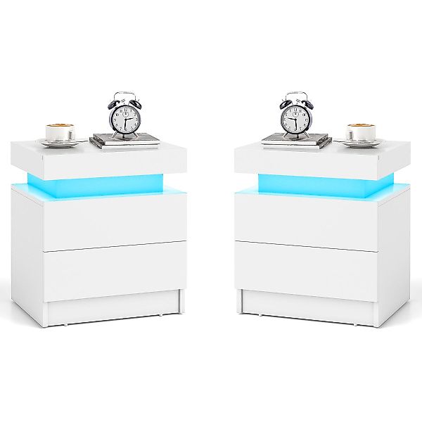 COSTWAY Nachttisch (2-St), LED, mit 2 günstig online kaufen