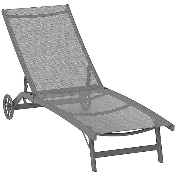 Outsunny Sonnenliege Aluminium Netzstoff Dunkelgrau 66L x 165B x 34H cm günstig online kaufen