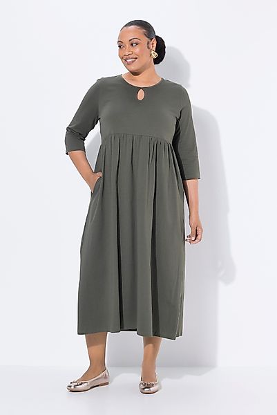 Ulla Popken Maxikleid Jersey-Maxikleid Rundhals Keyhole günstig online kaufen