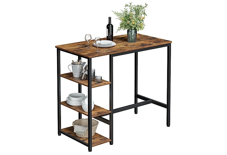 VASAGLE Bartisch Stehtisch Küchentisch, mit dreistufigem Lagerregal, zwei S günstig online kaufen