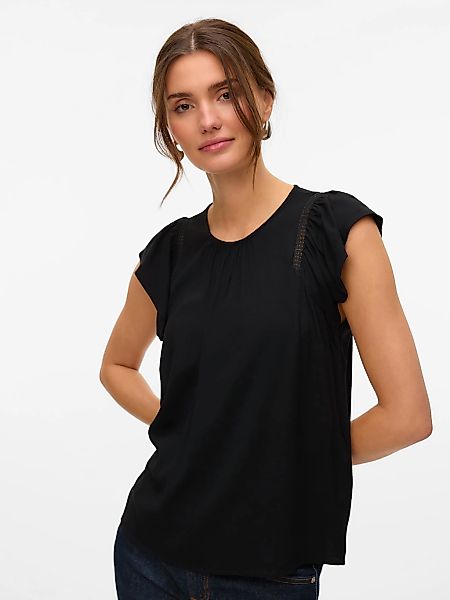 Vero Moda Kurzarmbluse "VMBELLA SS LACE TOP WVN GA NOOS" günstig online kaufen