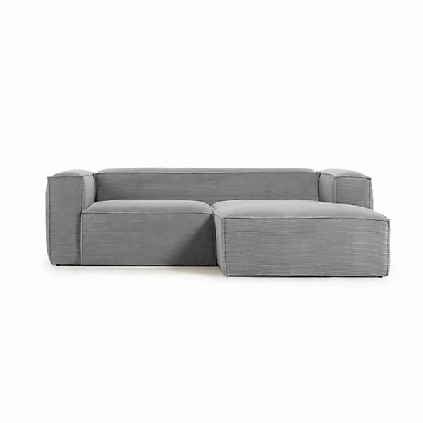 Natur24 Sofa Sofa Blok 2-Sitzer mit Longchair rechts grau 240cm Couch günstig online kaufen