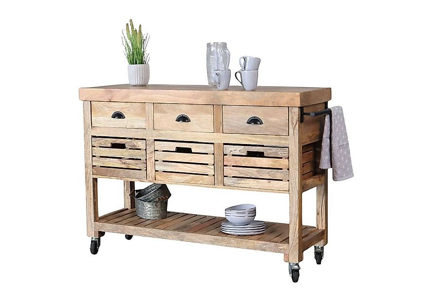 baario Küchenwagen Servierwagen ZAGON Holz, massiv Mangoholz Kücheninsel br günstig online kaufen