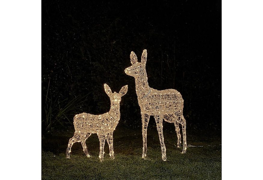Lights4fun LED-Dekofigur 2er Set batteriebetriebene LED-Rentiere Hirschkuh günstig online kaufen