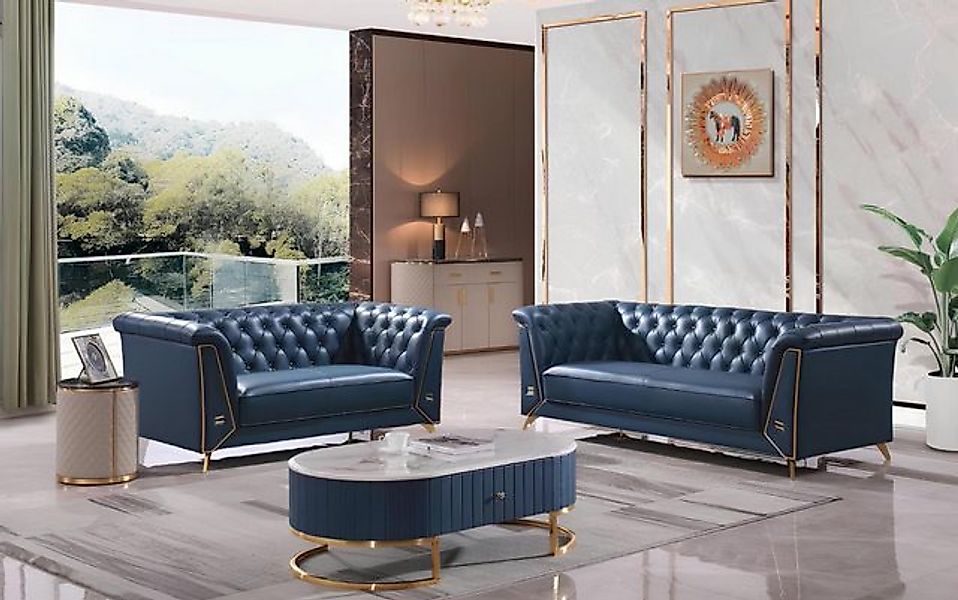 Xlmoebel Sofa Exklusive Chesterfield Wohnzimmergarnitur mit 3-Sitzer und 2- günstig online kaufen