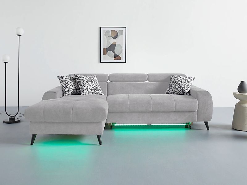 COTTA Ecksofa "Mia L-Form mit 3 Zierkissen", wahlweise mit Bettfunktion, Be günstig online kaufen