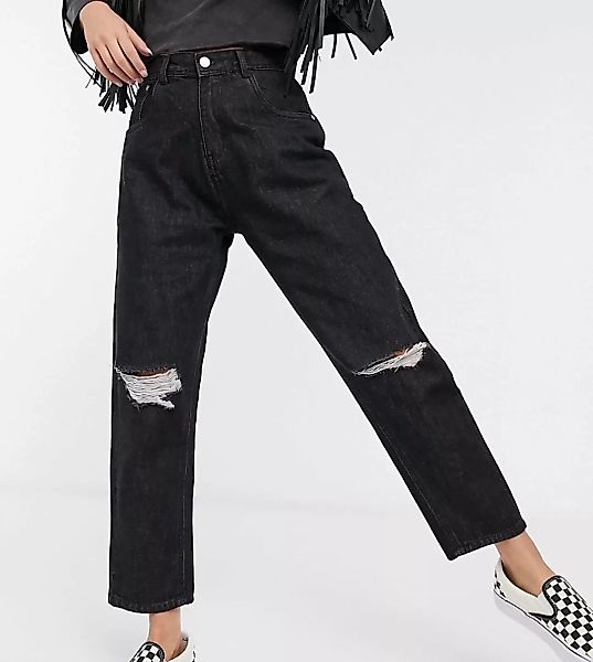 Wednesday's Girl – Mom-Jeans mit Rissen an den Knien und hohem Bund in verw günstig online kaufen