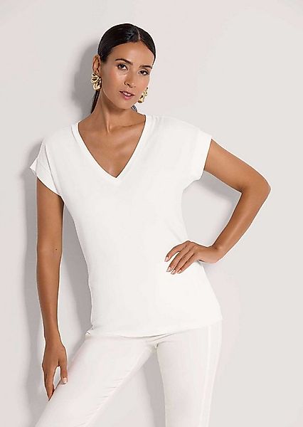 MADELEINE Kurzarmshirt Zeitloses Blusenshirt mit V-Ausschnitt Lässiges Basi günstig online kaufen