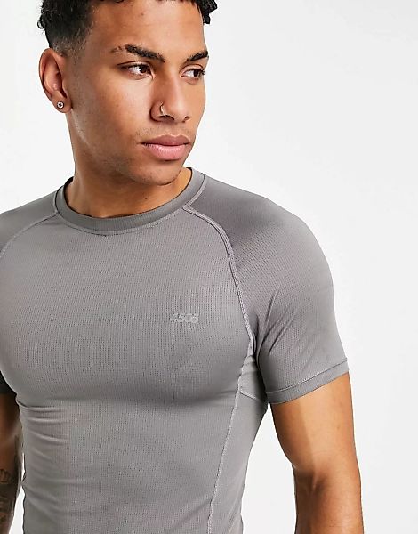 ASOS 4505 – Schnelltrocknendes Muskel-T-Shirt in Grau günstig online kaufen