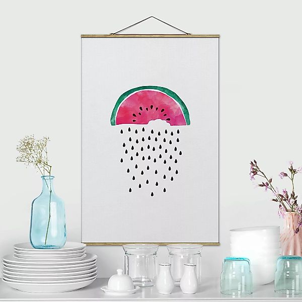 Stoffbild mit Posterleisten Wassermelonen Regen günstig online kaufen