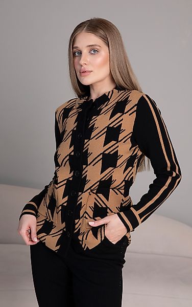 Passioni Strickjacke in Kamel und Schwarz günstig online kaufen