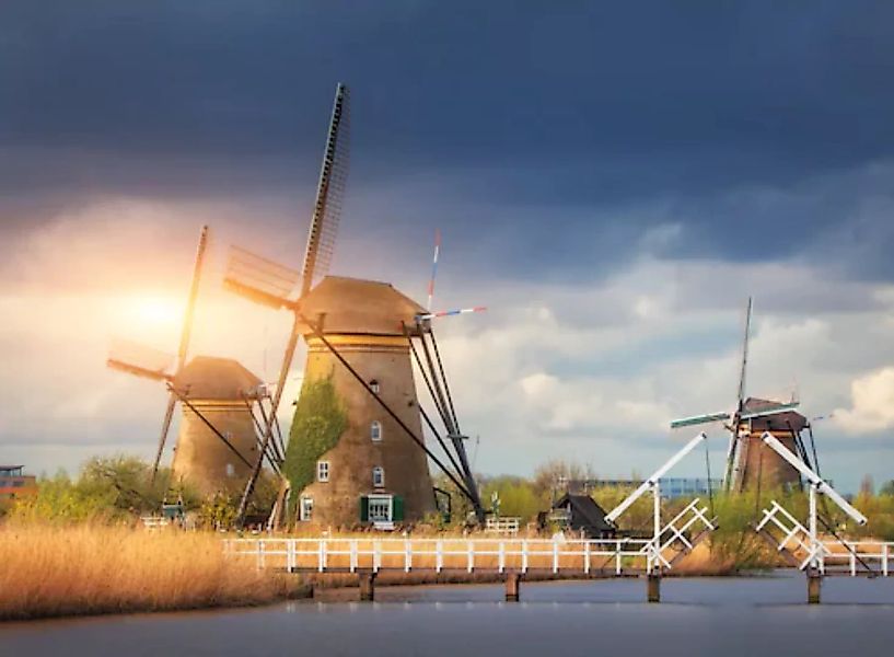 Papermoon Fototapete »Windmills Kinderdijk Sunset« günstig online kaufen
