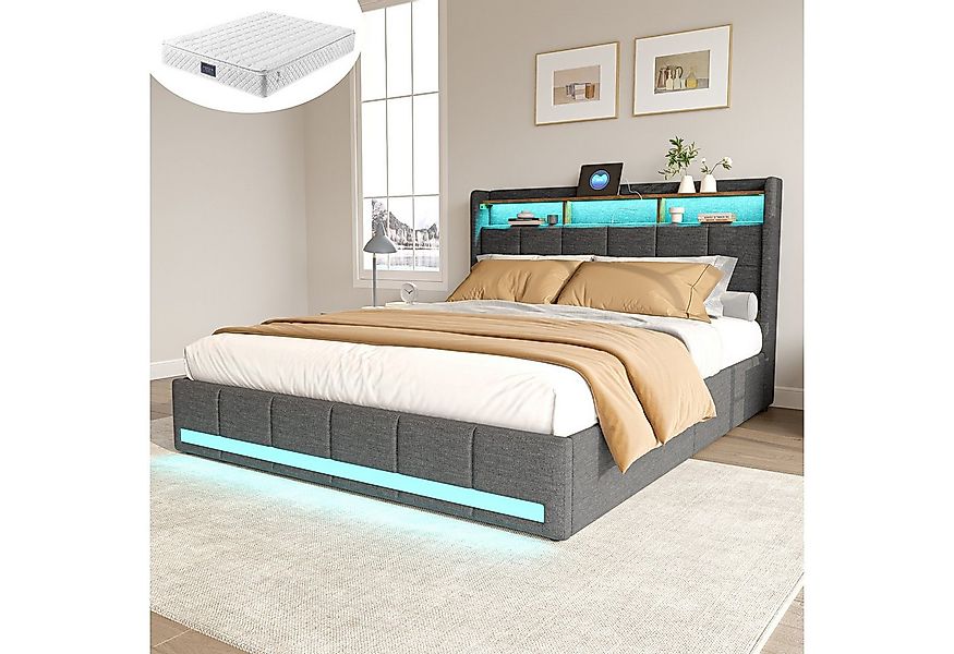 Furnishings Home Polsterbett Stauraumbett Doppelbett Jugendbett (7-Zonen Fe günstig online kaufen
