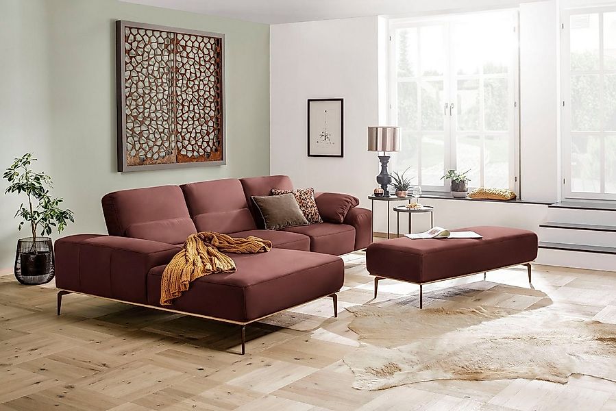 W.SCHILLIG Ecksofa run, Designsofa mit tollem Sitzkomfort, L-Form, mit Holz günstig online kaufen