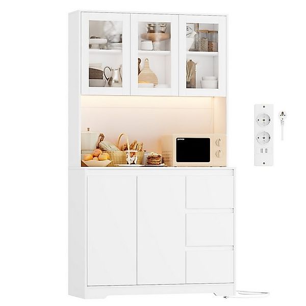 Homfa Küchenbuffet mit LED Küchenschrank Buffetschrank Sideboard weiß mit S günstig online kaufen