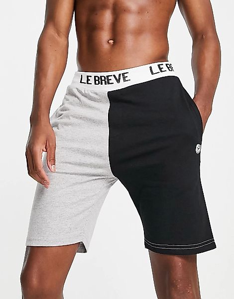 Le Breve – Lounge – Shorts in Kalkgrau und Schwarz, Kombiteil günstig online kaufen
