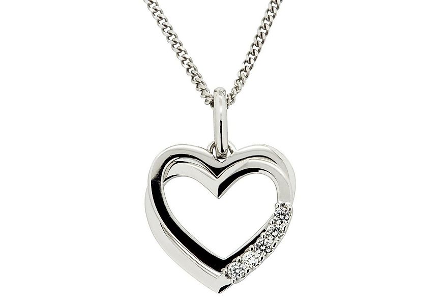 Orolino Kette mit Anhänger Gold 585 Herz-Anhänger mit 5 Brillanten zus. 0,1 günstig online kaufen