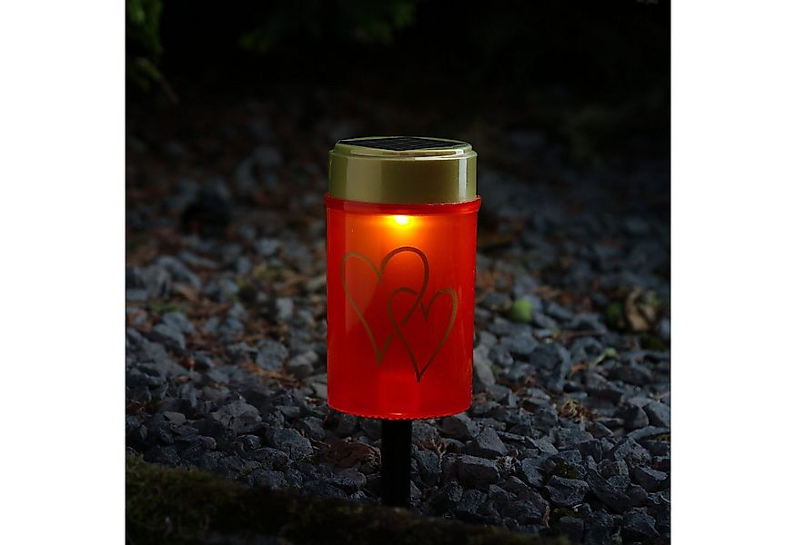 MARELIDA LED-Kerze LED Solar Grablicht Grabkerze Herz Grableuchte H: 12cm r günstig online kaufen