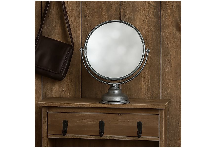 HTI-Living Kosmetikspiegel Runder Standspiegel im rustikalen Silber-Look (S günstig online kaufen