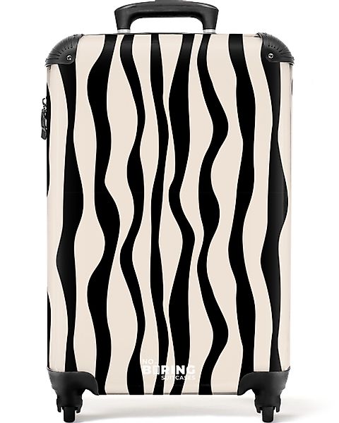 NoBoringSuitcases.com© Hartschalen-Trolley Beige mit schwarzen Wellenlinien günstig online kaufen