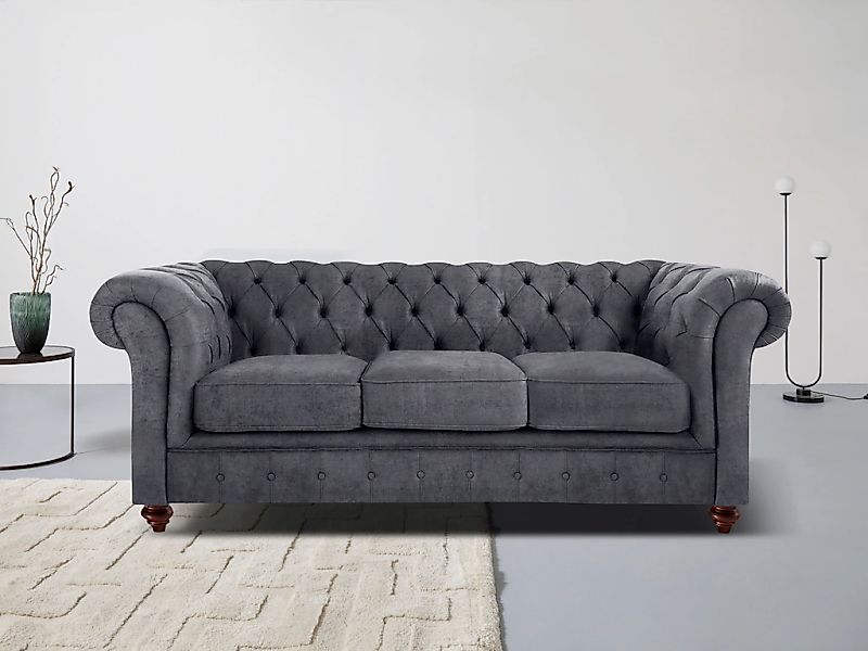 Home affaire Chesterfield-Sofa "Chesterfield 3-Sitzer B/T/H: 198/89/74 cm" günstig online kaufen