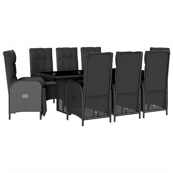 vidaXL 9-Tlg Garten-Essgruppe mit Kissen Schwarz Poly Rattan 3213526 günstig online kaufen