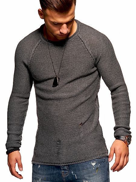2Y Premium Strickpullover "JOSCHUA" mit Destroyed-Elementen günstig online kaufen
