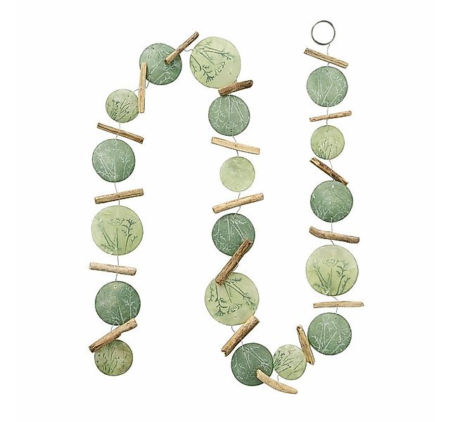 Kunstgirlande Boltze Capiz Girlande Grün mit Treibholz, BOLTZE günstig online kaufen