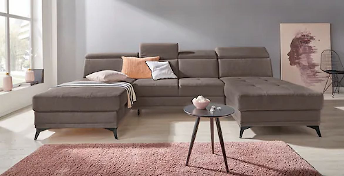 INOSIGN Wohnlandschaft »Cardiz U-Form« inkl.Kopfteilverstellung und Federke günstig online kaufen
