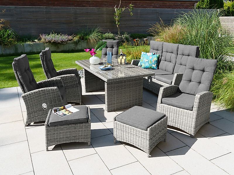 KONIFERA Garten-Essgruppe "Monaco" Set, 4x Sessel, 1x 3er Sofa, 2x Hocker, günstig online kaufen
