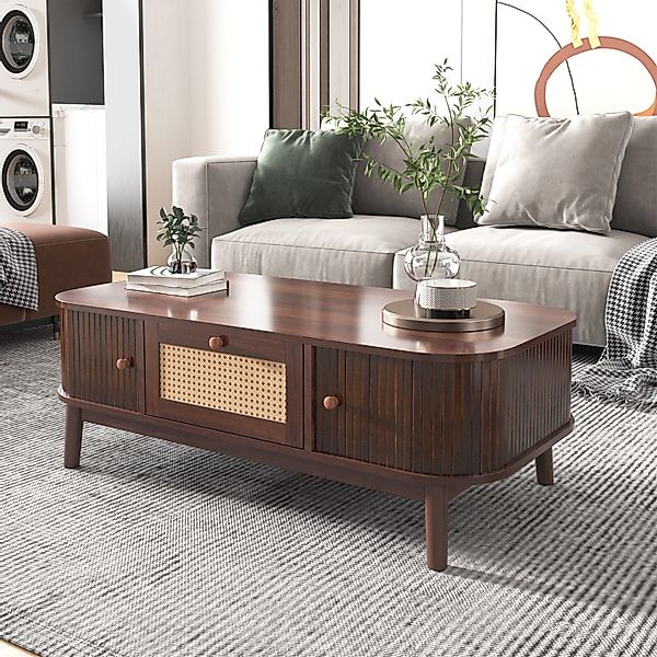 autolock Couchtisch Couchtisch mit Rattan-Schubladen und günstig online kaufen