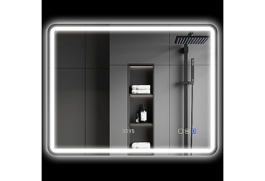 HOMCOM Badspiegel mit Beleuchtung 70x50 cm LED Spiegel mit Bluetooth-Musikf günstig online kaufen