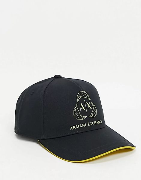 Armani Exchange – Schwarze Baseballkappe mit großem Logo günstig online kaufen