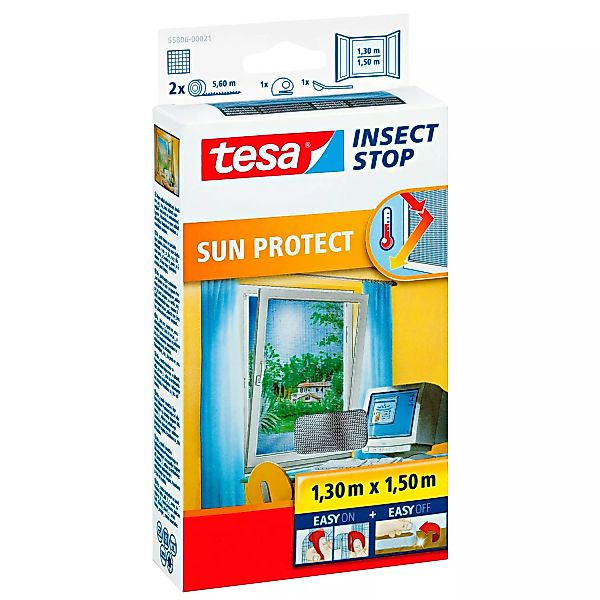 Tesa Fliegengitter Fenster mit Sonnenschutz 150 cm x 130 cm günstig online kaufen