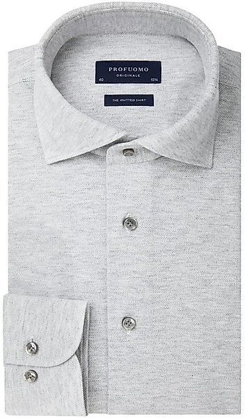 Profuomo Hemd Knitted Slim Fit Grau - Größe 38 günstig online kaufen