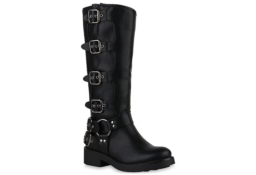 VAN HILL 840848 Stiefel Damen Leicht Gefütterte Bikerstiefel Schnallen Niet günstig online kaufen
